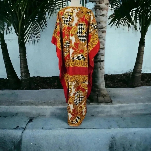 VTG Cabernet Women's ONE SIZE Multi-Color Art to Wear Maxi Kaftan Loungewear - Picture 4 of 6